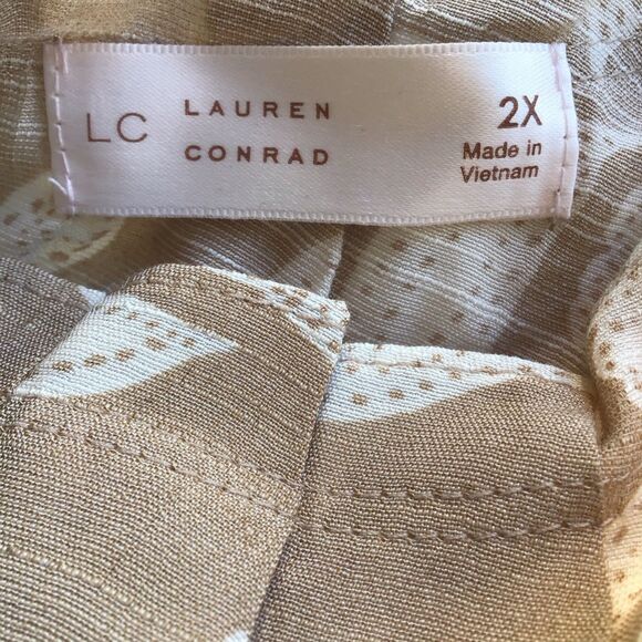 Women’s LC Lauren Conrad Shirred Pleated Neck Floral Top Sz 2X Peasant Flowy - Picture 3 of 5